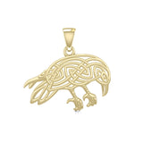 Celtic Mythical Raven Solid Gold Jewelry Pendant GPD5715