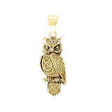 Celtic Horned Owl Solid Gold Pendant GPD5722