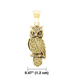 Celtic Horned Owl Solid Gold Pendant GPD5722