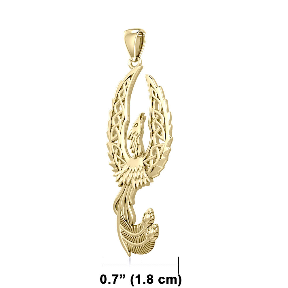 Mythical Celtic Phoenix Solid Gold Pendant GPD5724