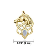 Solid Gold Horsehead Knotwork Pendant with Gemstone GPD5727 - Jewelry