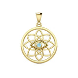 Flower of Life Eye Solid Gold Pendant with Gem GPD5734