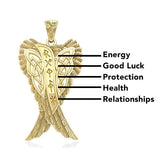 Celtic Angel Wings with Rune Symbols Solid Gold Pendant GPD5735 - Jewelry