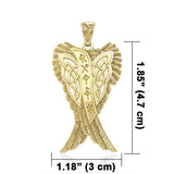 Celtic Angel Wings with Rune Symbols Solid Gold Pendant GPD5735