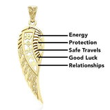 Celtic Angel Wing with Rune Symbols Solid Gold Pendant GPD5736 - Jewelry
