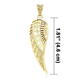 Celtic Angel Wing with Rune Symbols Solid Gold Pendant GPD5736 - Jewelry