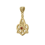 Celtic Motherhood Triquetra or Trinity Heart 14K Yellow Gold Pendant With Gem GPD5784 - Jewelry