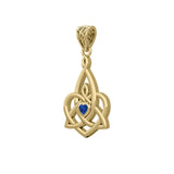 Celtic Motherhood Triquetra or Trinity Heart 14K Yellow Gold Pendant With Gem GPD5784 - Jewelry