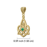 Celtic Motherhood Triquetra or Trinity Heart 14K Yellow Gold Pendant With Gem GPD5784 - Jewelry