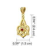 Celtic Motherhood Triquetra or Trinity Heart 14K Solid Gold Pendant With Gem GPD5784