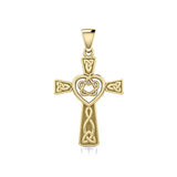 Celtic Cross with Heart Solid Gold Pendant GPD5808