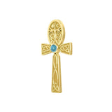 Celtic Ankh Tree of Life 14 K Solid Gold Pendant with Gem GPD5813