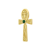Celtic Ankh Tree of Life 14 K Solid Gold Pendant with Gem GPD5813 - Jewelry