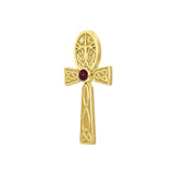 Celtic Ankh Tree of Life 14 K Solid Gold Pendant with Gem GPD5813 - Jewelry