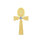 Celtic Ankh Tree of Life 14 K Solid Gold Pendant with Gem GPD5813 - Jewelry