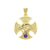 Dragon with Celtic Cross 14K Yellow Gold Pendant GPD5818 - Jewelry