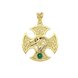 Dragon with Celtic Cross 14K Yellow Gold Pendant GPD5818 - Jewelry
