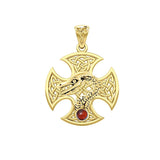 Dragon with Celtic Cross 14K Yellow Gold Pendant GPD5818 - Jewelry