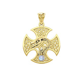 Dragon with Celtic Cross 14K Yellow Gold Pendant GPD5818