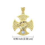 Dragon with Celtic Cross 14K Yellow Gold Pendant GPD5818 - Jewelry