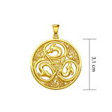 Dragon with Triskele Solid Gold Disc Pendant GPD5820 - Jewelry