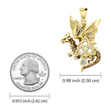 Dragon with Triquetra 14K Yellow Gold Pendant GPD5821 - Jewelry