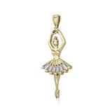 Ballerina Posing Solid Gold Pendant with Gem GPD5830
