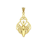 Celtic Goddess Holding Trinity Knot 14K Yellow Gold Pendant GPD5847