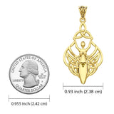 Celtic Goddess Holding Trinity Knot 14K Yellow Gold Pendant GPD5847 - Jewelry