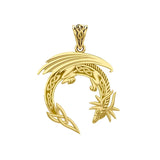 Dragon with Celtic Solid Gold Pendant GPD5849