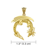 Dragon with Celtic Solid Gold Pendant GPD5849 - Jewelry