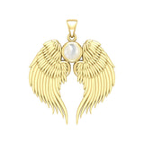 Guardian Angel Wings Solid Gold Pendant with Birthstone GPD5866 - Jewelry