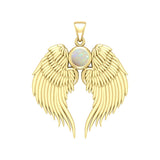 Guardian Angel Wings Solid Gold Pendant with Birthstone GPD5866 - Jewelry