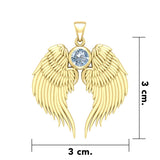Guardian Angel Wings Solid Gold Pendant with Birthstone GPD5866 - Jewelry