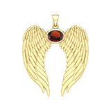 Guardian Angel Wings Solid Gold Pendant with Birthstone GPD5868