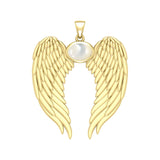 Guardian Angel Wings Solid Gold Pendant with Birthstone GPD5868 - Jewelry