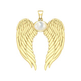 Guardian Angel Wings Solid Gold Pendant with Birthstone GPD5868