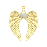 Guardian Angel Wings Solid Gold Pendant with Birthstone GPD5868