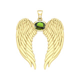 Guardian Angel Wings Solid Gold Pendant with Birthstone GPD5868