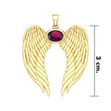 Guardian Angel Wings Solid Gold Pendant with Birthstone GPD5868 - Jewelry