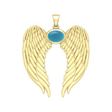 Guardian Angel Wings Solid Gold Pendant with Birthstone GPD5868