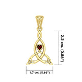 Celtic Mother Knot 14K Solid Gold Pendant with Gemstone GPD5911 - Jewelry