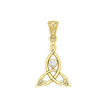 Celtic Mother Knot 14K Solid Gold Pendant with Gemstone GPD5911 - Jewelry