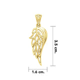 Guardian Angel Celtic Wing 14K Solid Gold Pendant GPD5912 - Jewelry