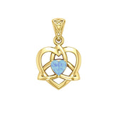 The Small Celtic Trinity Heart 14K Yellow Gold Pendant with Gemstone GPD5913 - Jewelry