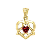 The Small Celtic Trinity Heart 14K Yellow Gold Pendant with Gemstone GPD5913 - Jewelry