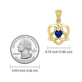 The Small Celtic Trinity Heart 14K Yellow Gold Pendant with Gemstone GPD5913 - Jewelry