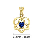 The Small Celtic Trinity Heart 14K Yellow Gold Pendant with Gemstone GPD5913 - Jewelry