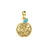 Celtic Spiritual Fruit Apple with Tree of Life 14K Solid Gold Pendant with Gemstone GPD5986