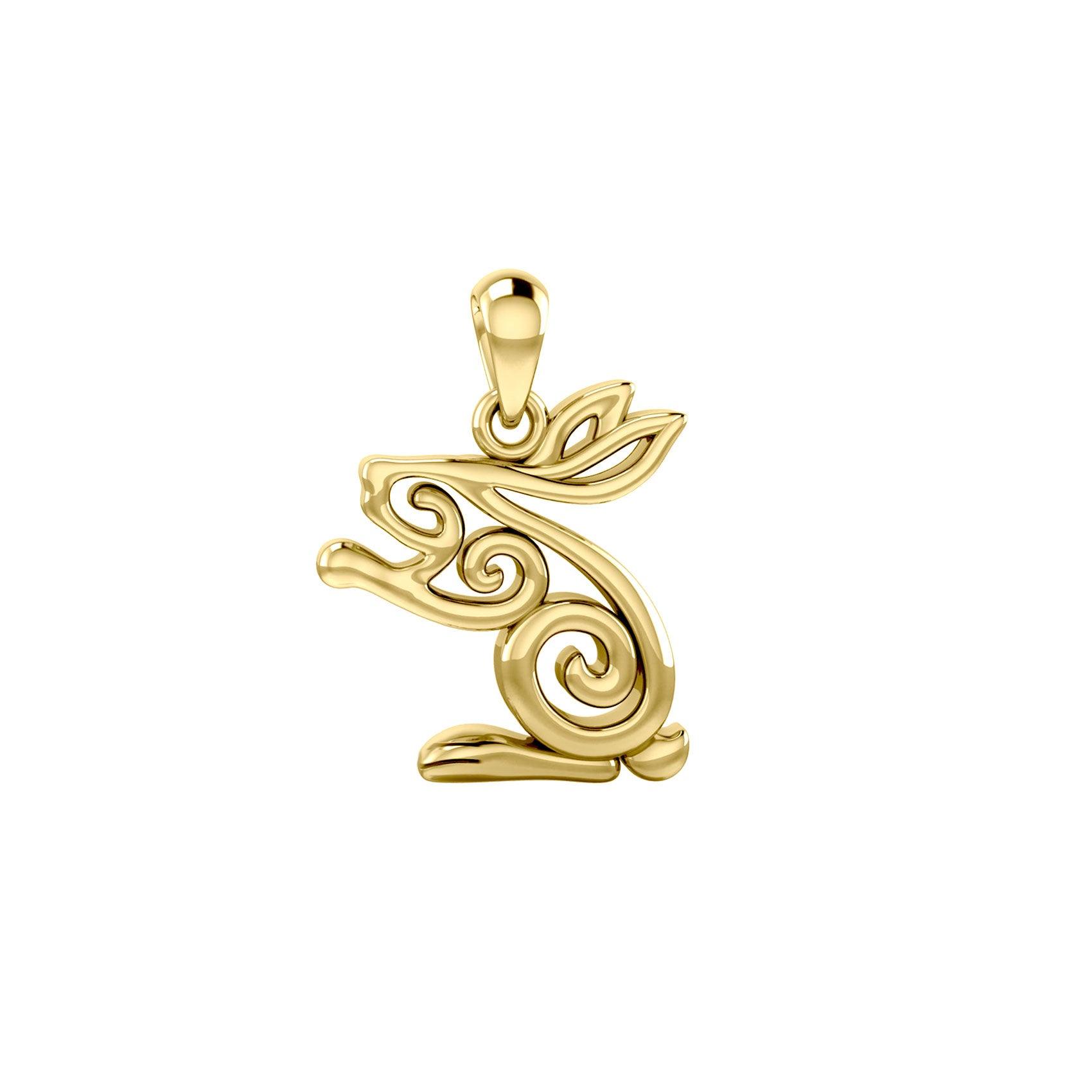 Solid Gold Celtic Rabbit Pendant GPD6037 – Peter Stone Jewelry